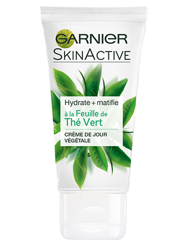 Garnier, SkinActive, Feuille de Thé Vert, soin végétal hydratant matifiant, mixtes, peaux grasses, packshot